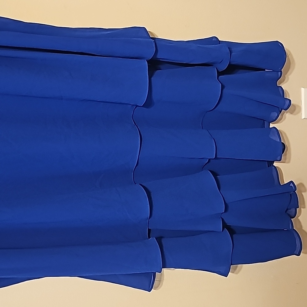 Ralph Lauren Georgette Blue Tiered Sleeveless Shift Dress Size 22W‎ - Picture 7 of 10
